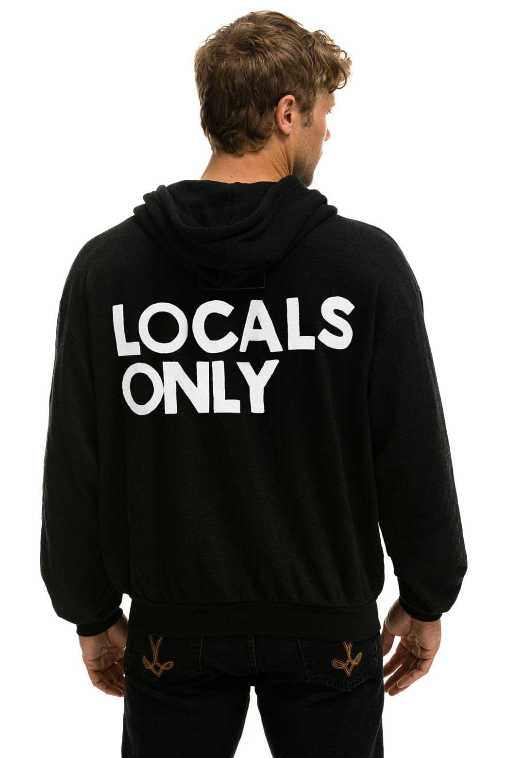 LOCALS ONLY RELAXED ZIP HOODIE - BLACK - Image 3