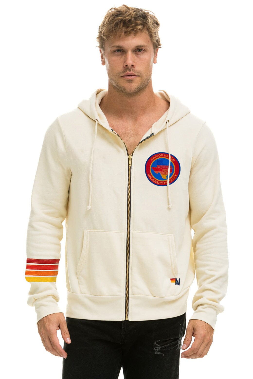 UNIVERSITY OF TEXAS CIRCLE HOOK 'EM ZIP HOODIE - VINTAGE WHITE - Image 3