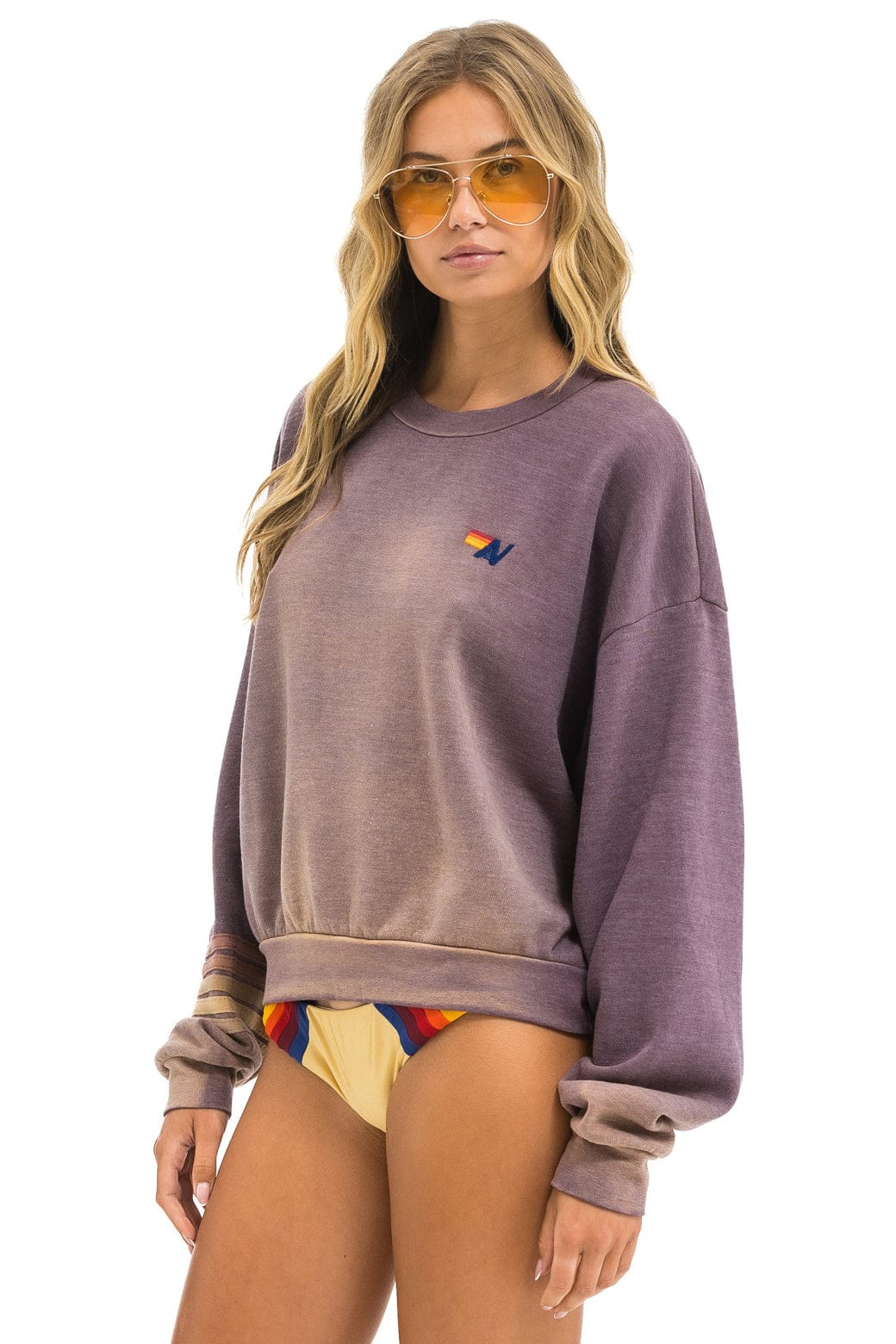 RUGBY STITCH RELAXED CREW SWEATSHIRT - FADED MOCHA - Image 5