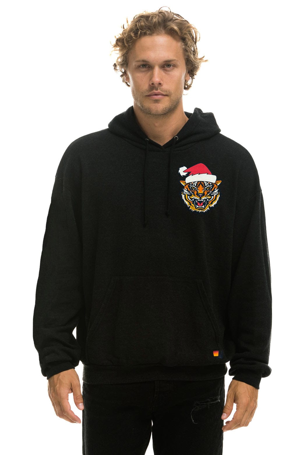 SANTA TIGER RELAXED PULLOVER HOODIE - BLACK - Image 2