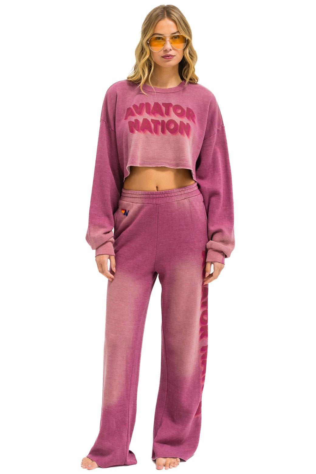 AN 3D WIDE LEG POCKET SWEATPANTS - FADED BERRY - Image 6