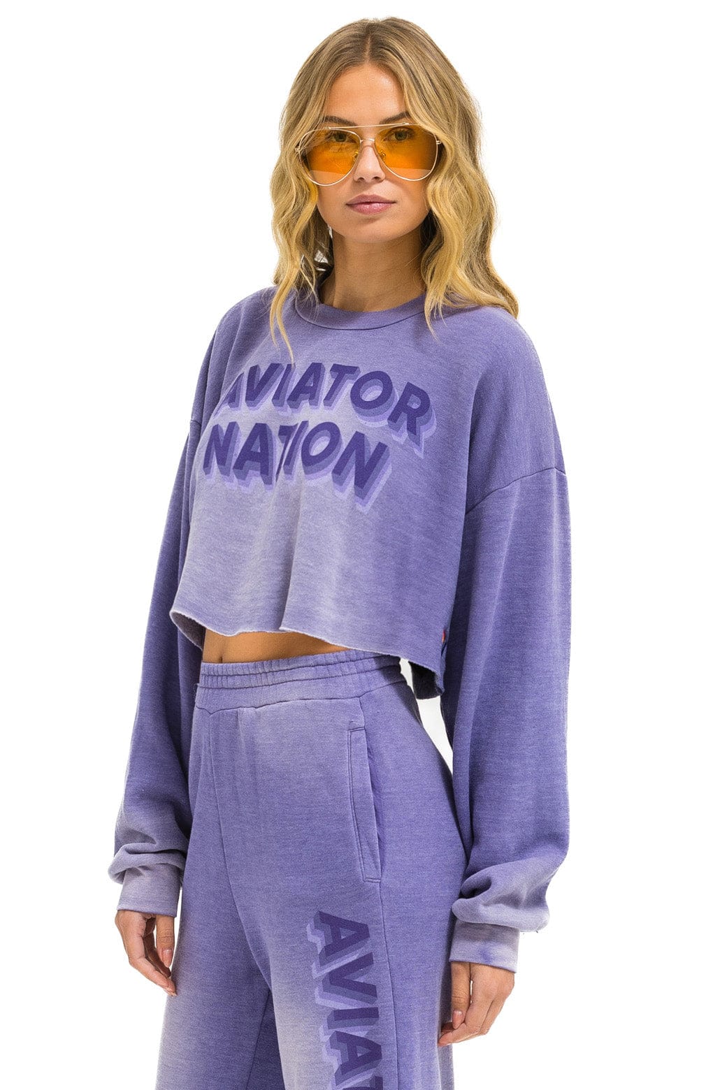 AN 3D CROPPED CREW SWEATSHIRT RELAXED - FADED GRAPE - Image 2