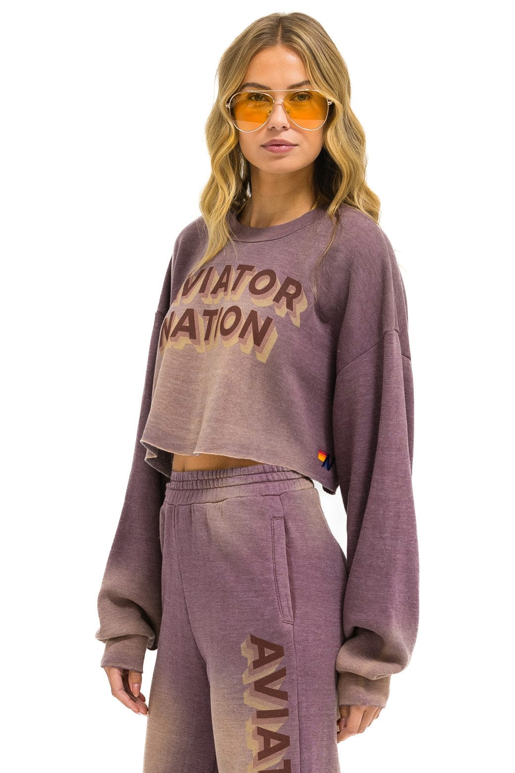 AN 3D CROPPED CREW SWEATSHIRT RELAXED - FADED MOCHA - Image 2