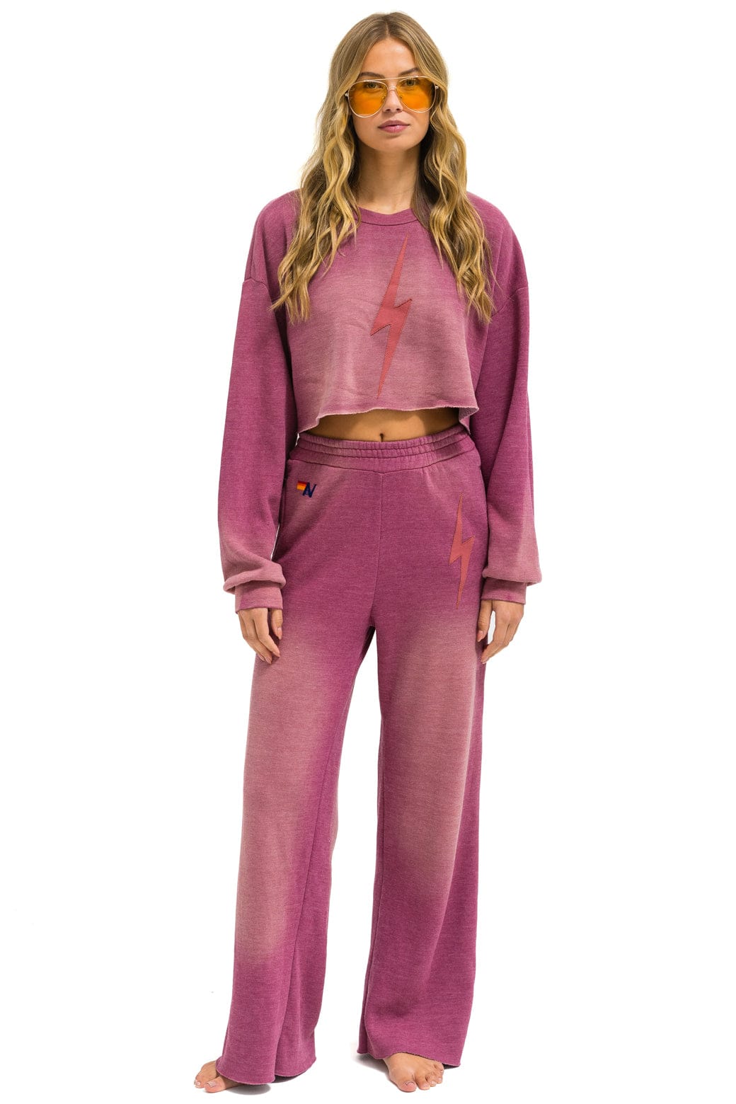 BOLT STITCH WIDE LEG POCKET SWEATPANTS - FADED BERRY - Image 6