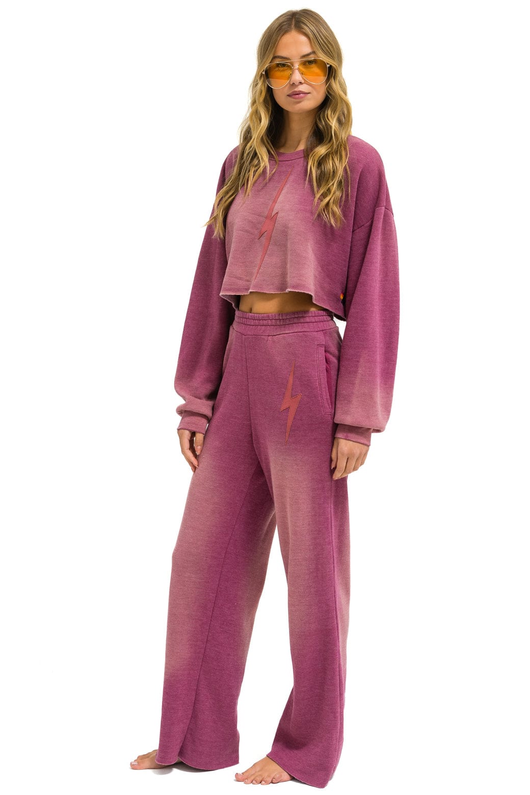 BOLT STITCH CROPPED CREW SWEATSHIRT RELAXED - FADED BERRY - Image 6