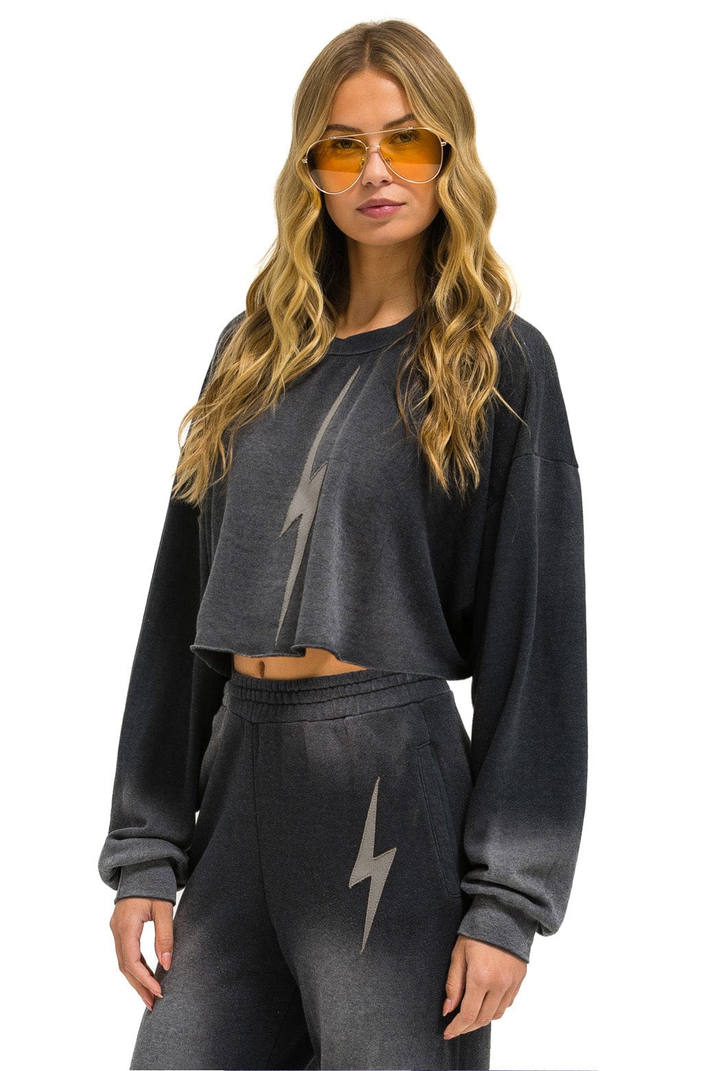 BOLT STITCH CROPPED CREW SWEATSHIRT RELAXED - FADED SMOKE - Image 2