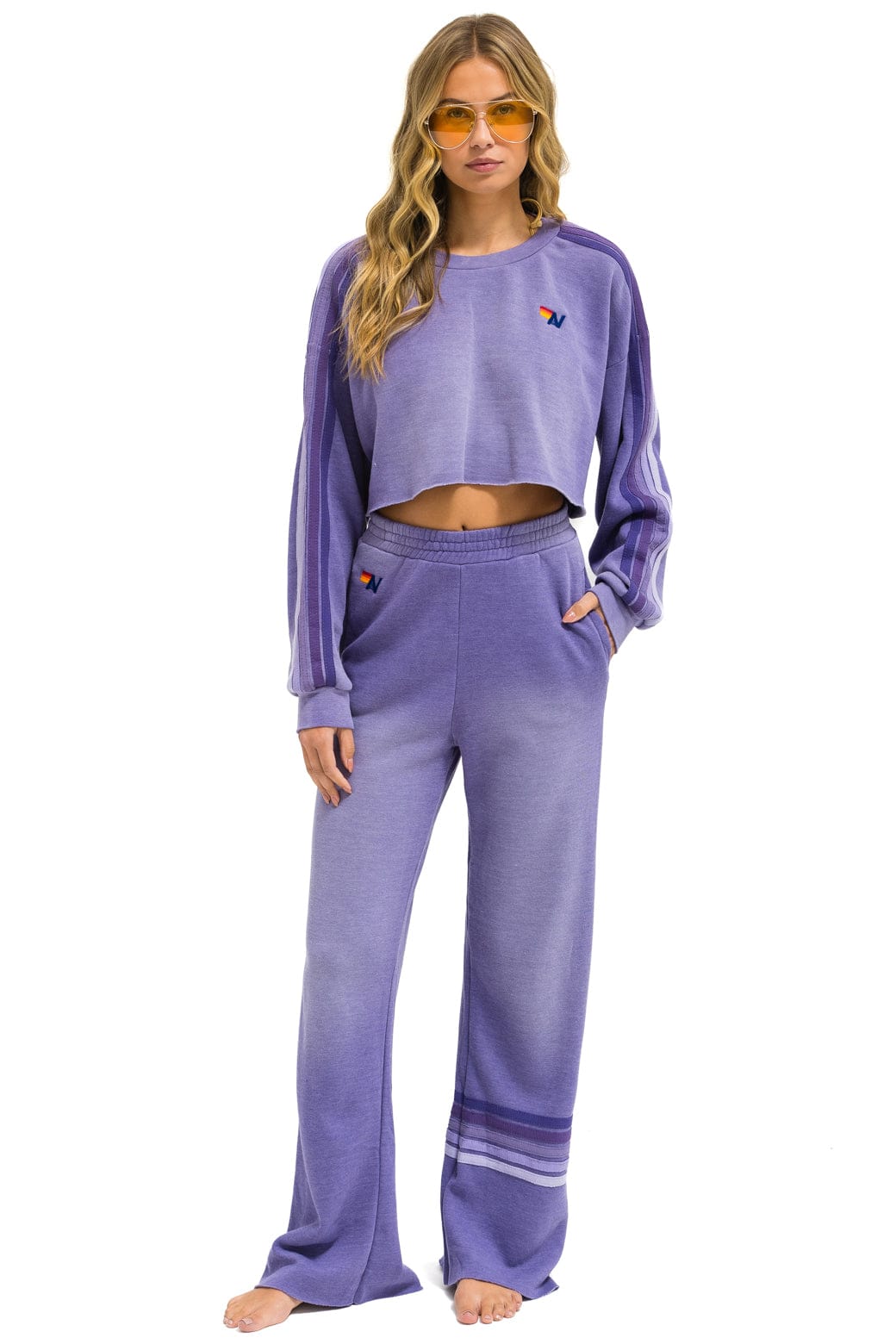 RUGBY STITCH WIDE LEG POCKET SWEATPANTS - FADED GRAPE - Image 5