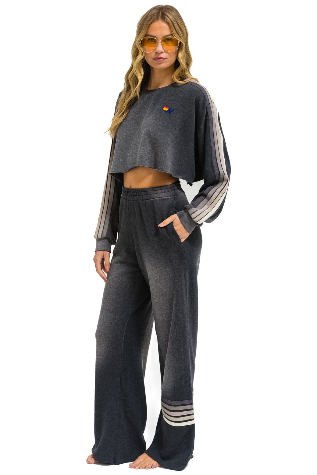 RUGBY STITCH WIDE LEG POCKET SWEATPANTS - FADED SMOKE - Image 6