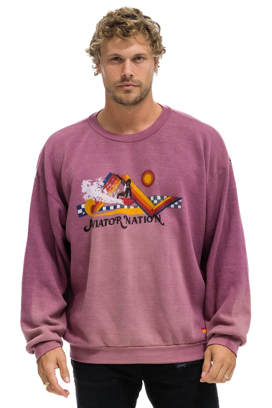 SURF RACER RELAXED CREW SWEATSHIRT - FADED BERRY - Image 2
