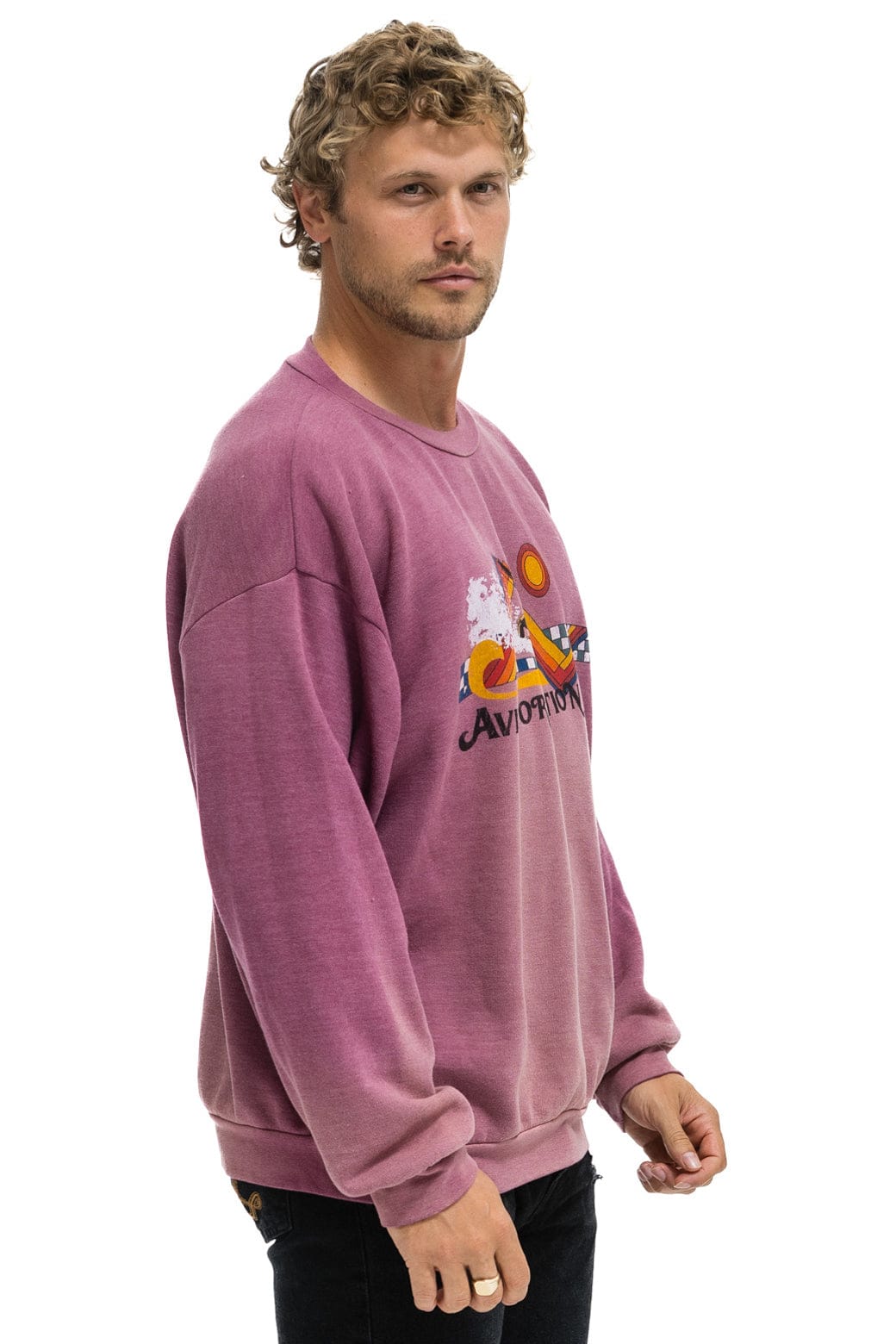 SURF RACER RELAXED CREW SWEATSHIRT - FADED BERRY - Image 4