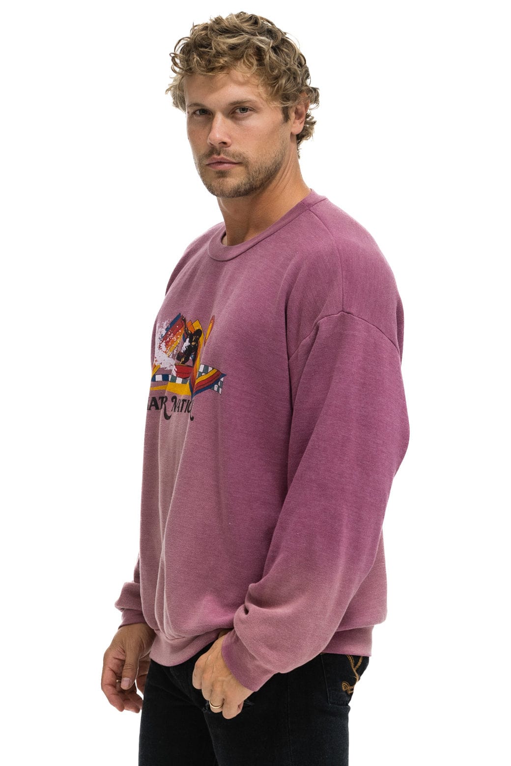 SURF RACER RELAXED CREW SWEATSHIRT - FADED BERRY - Image 6