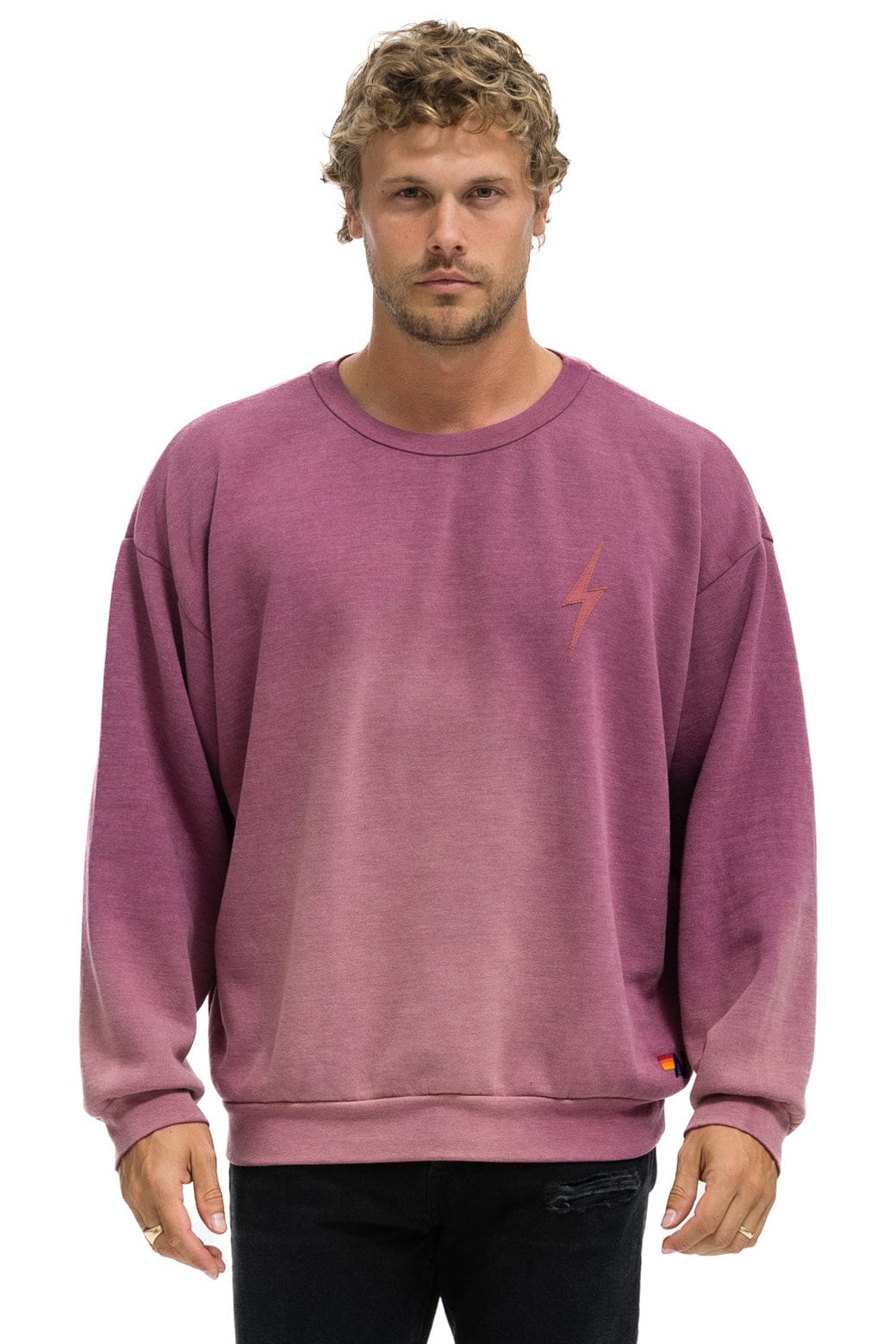 BOLT STITCH 2 RELAXED CREW SWEATSHIRT - FADED BERRY - Image 2
