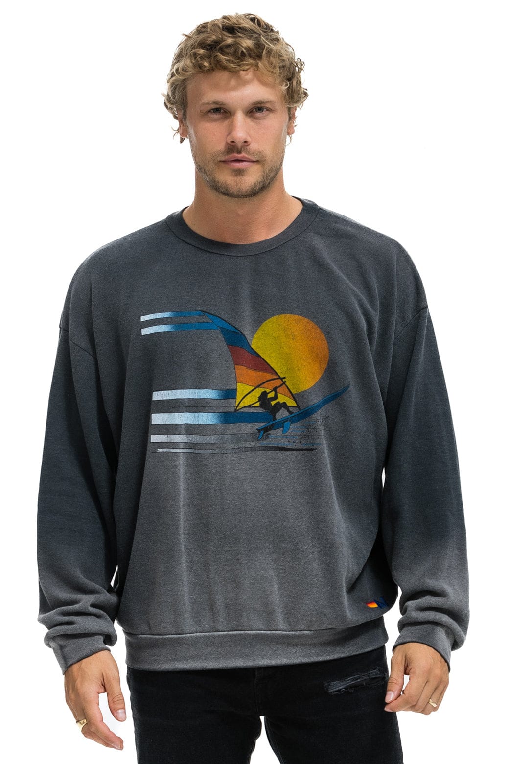 WINDSURF JUMP RELAXED CREW SWEATSHIRT - FADED SMOKE - Image 2