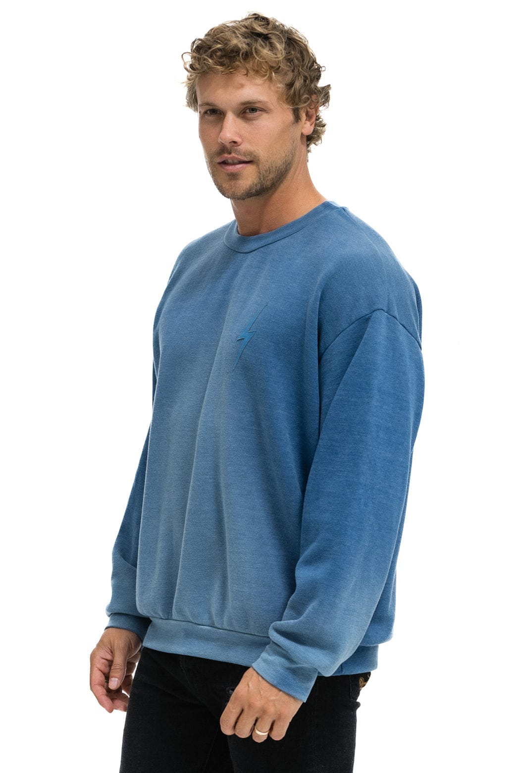BOLT STITCH 2 RELAXED CREW SWEATSHIRT - FADED WATER - Image 4