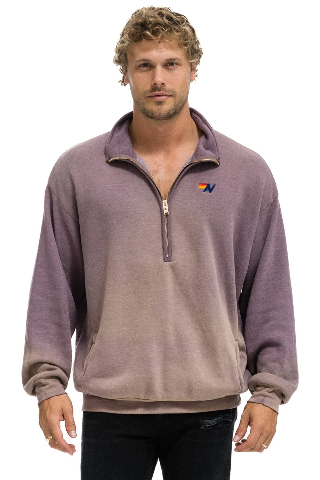 ESSENTIAL HALF ZIP RELAXED SWEATSHIRT - FADED MOCHA - Image 2