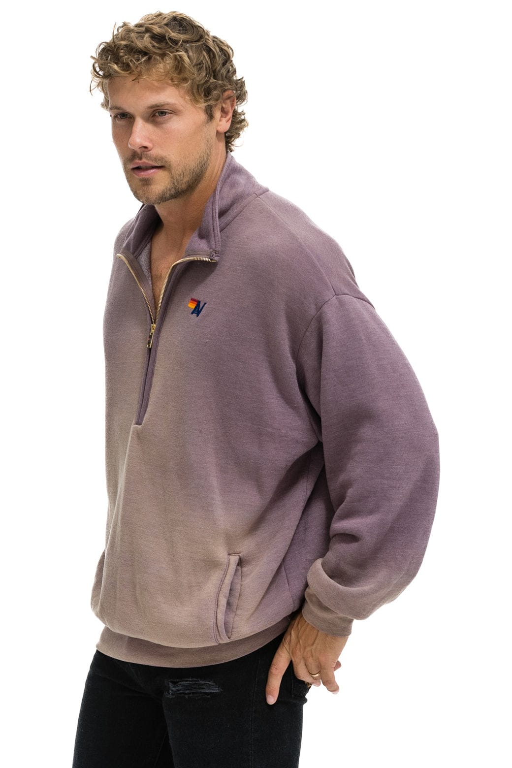ESSENTIAL HALF ZIP RELAXED SWEATSHIRT - FADED MOCHA - Image 4