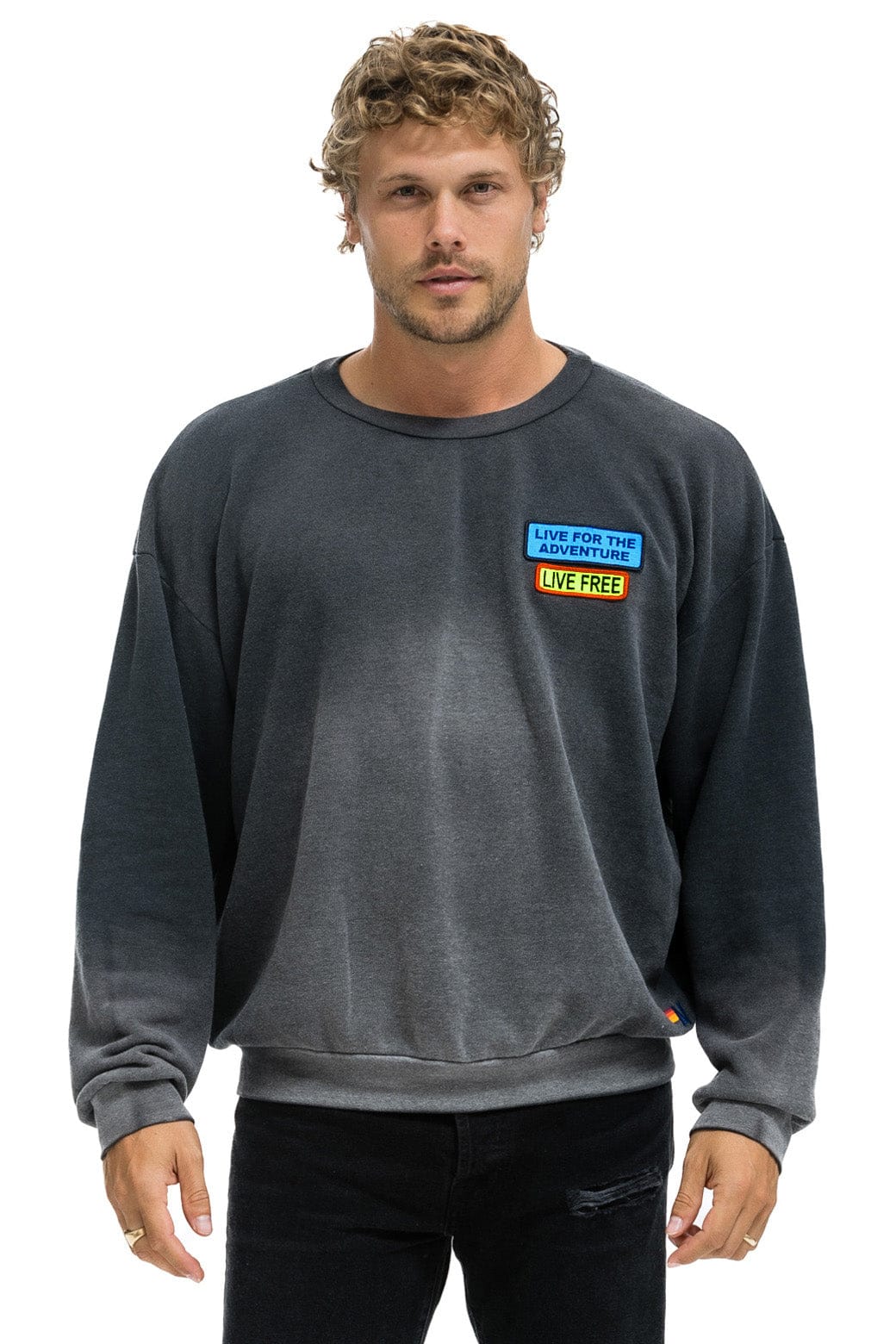 LIVE FREE + ADVENTURE PATCH RELAXED CREW SWEATSHIRT - FADED SMOKE - Image 2