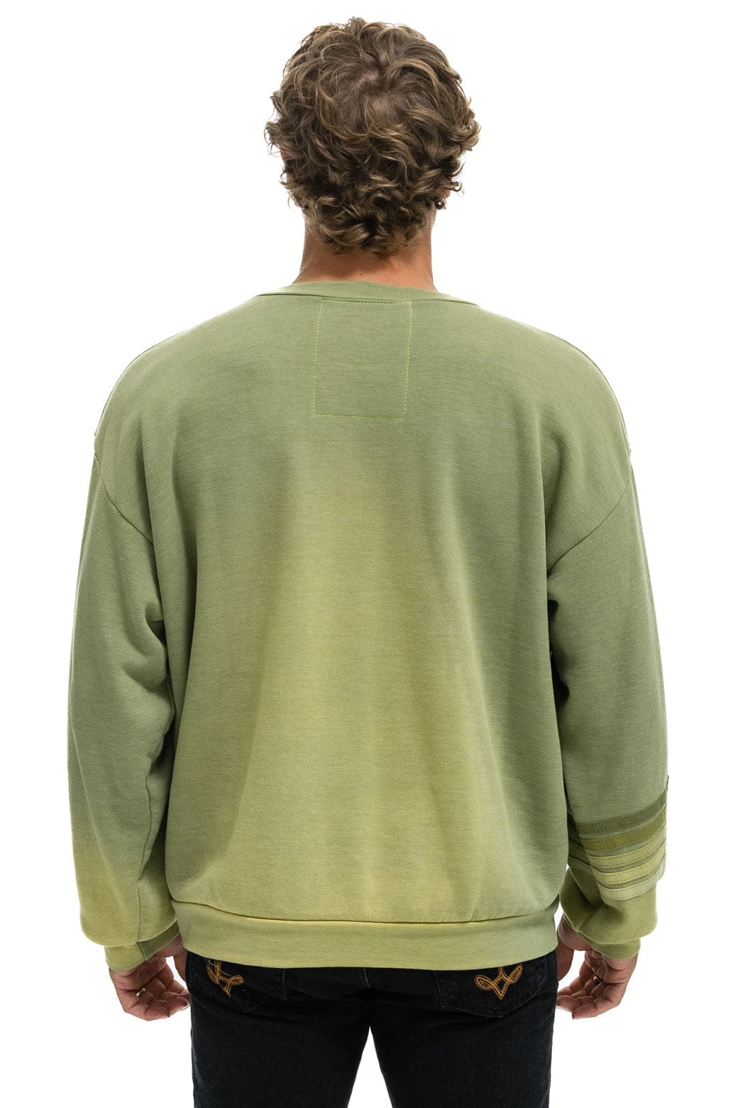 RUGBY STITCH RELAXED CREW SWEATSHIRT - FADED ARMY - Image 8