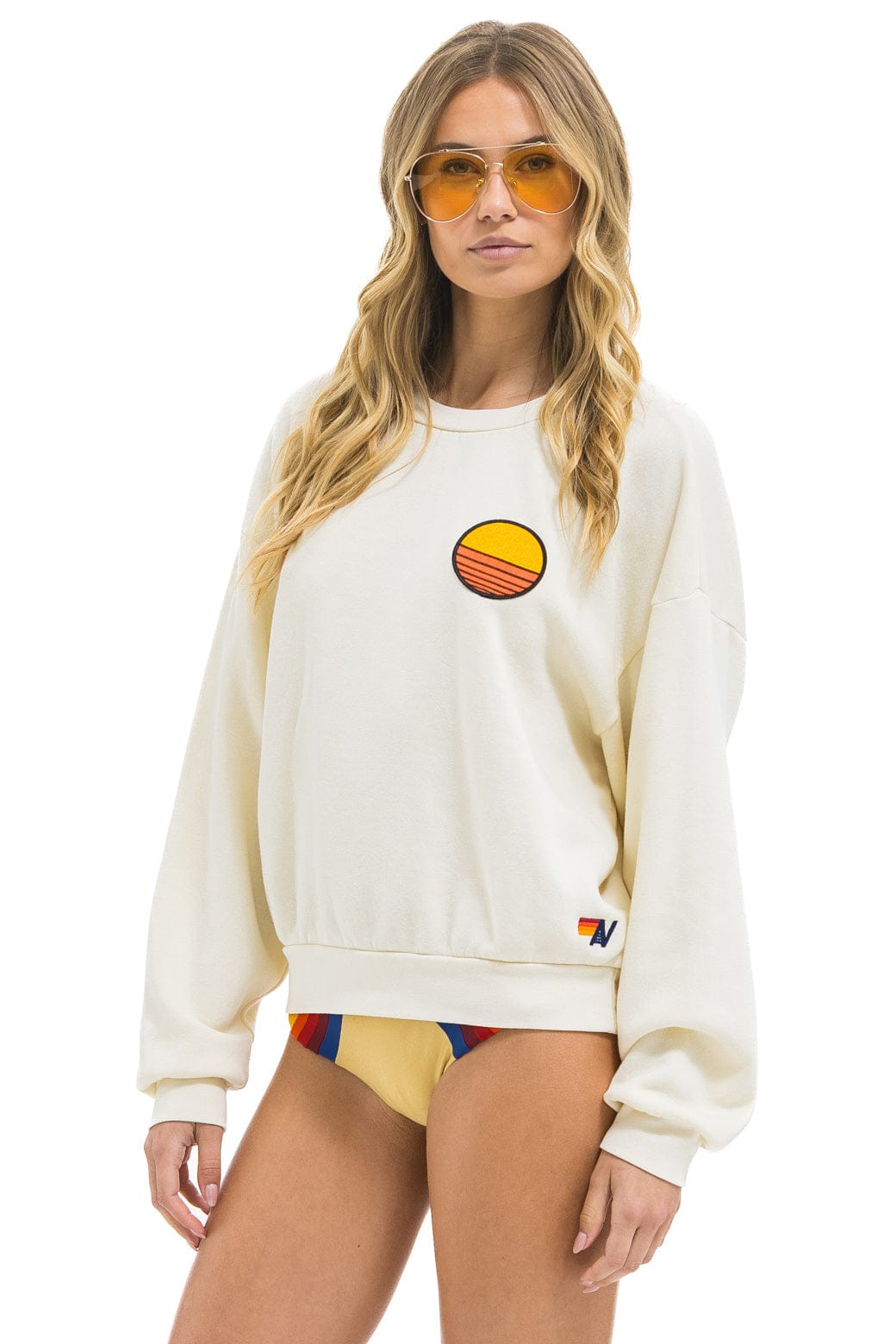 SUNSET PATCH RELAXED CREW SWEATSHIRT - VINTAGE WHITE - Image 3