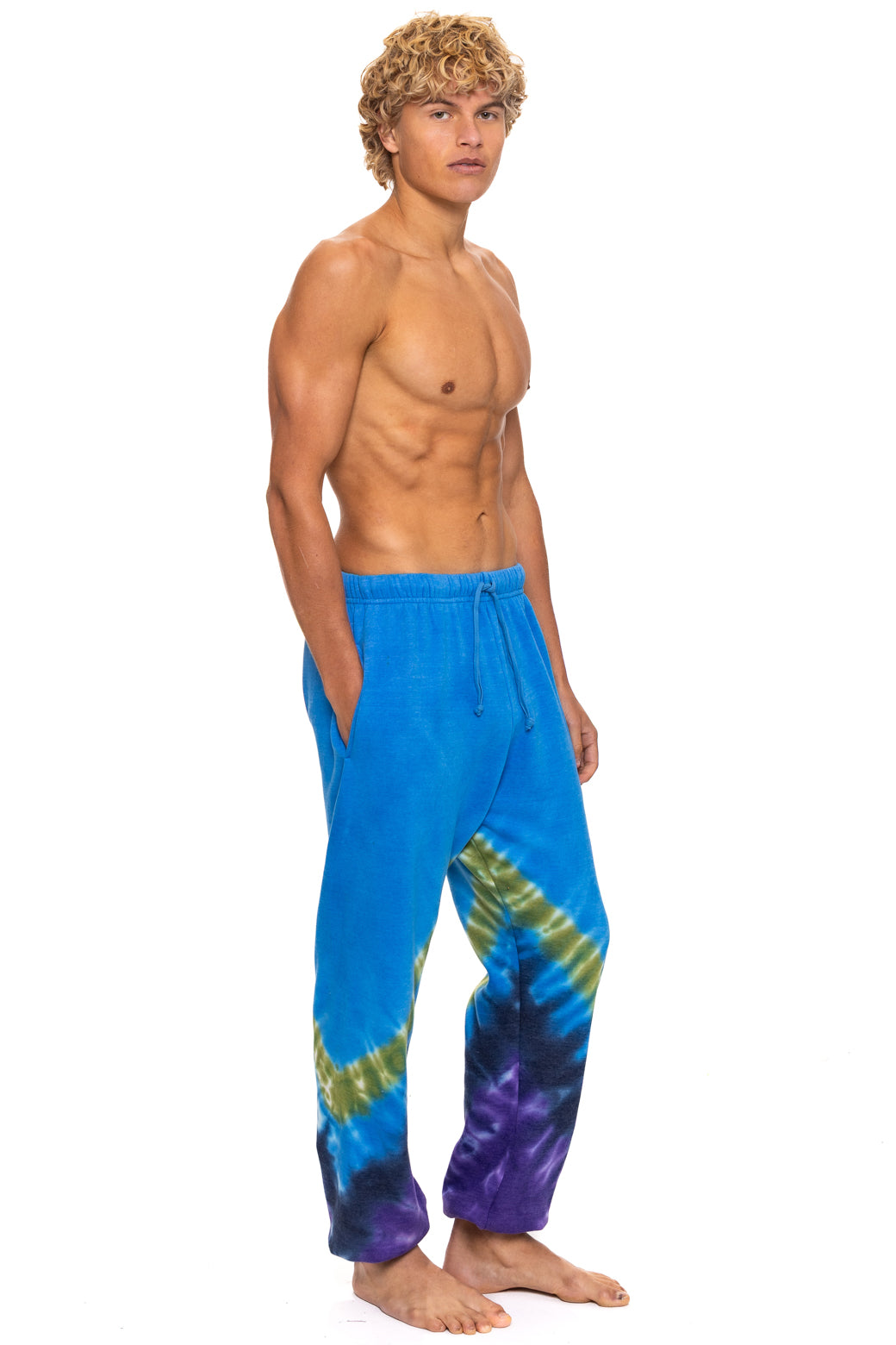 HAND DYED V SWEATPANTS - TIE DYE OCEAN // PURPLE - Image 3