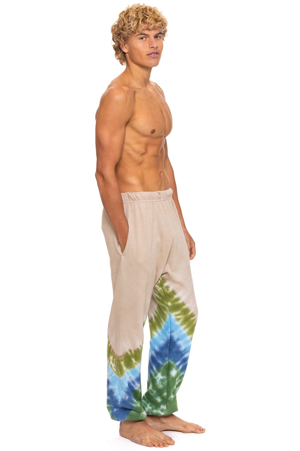 HAND DYED V SWEATPANTS - TIE DYE SAND // BLUE GREEN - Image 5