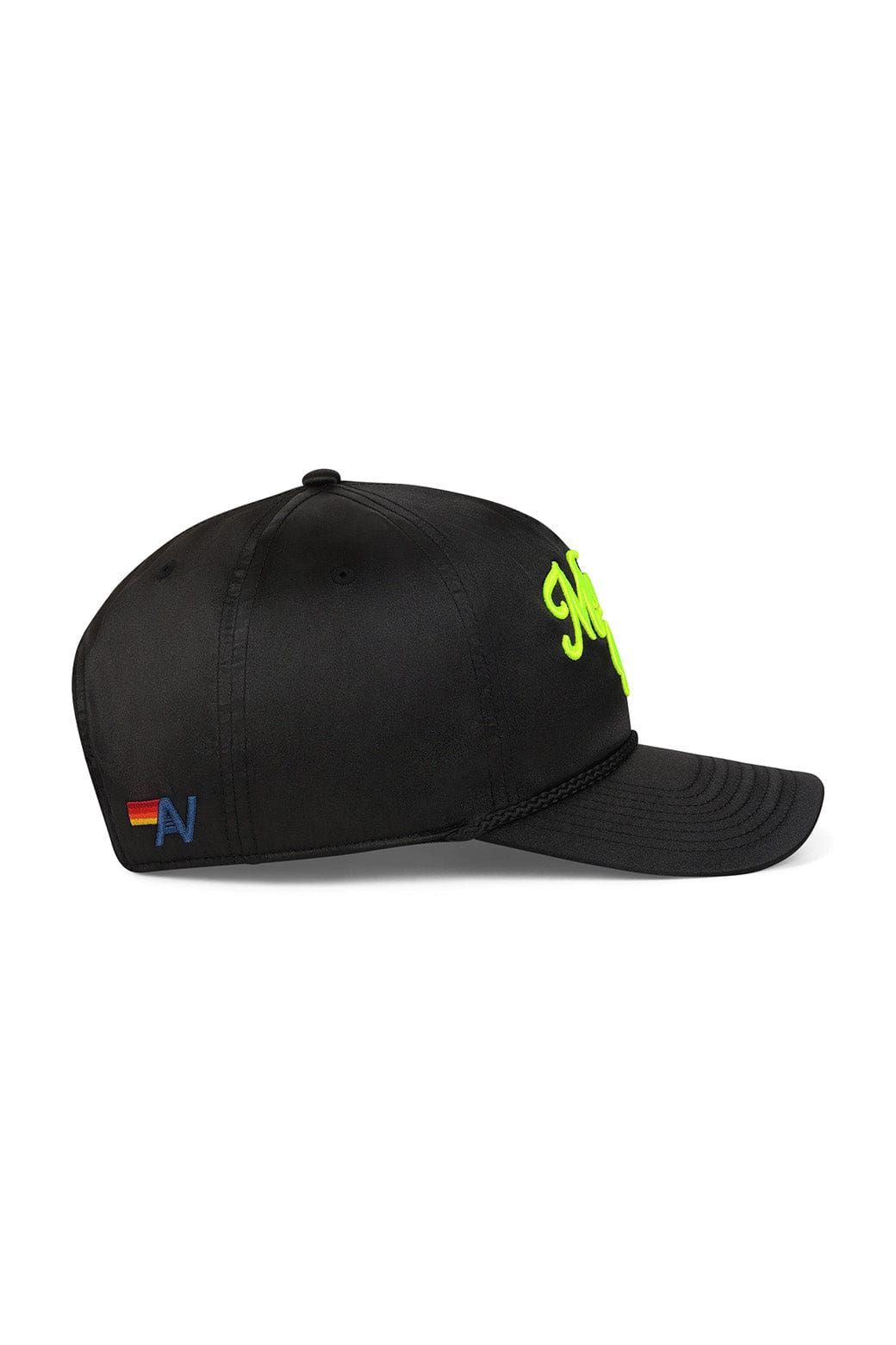 MEMBERS EXCLUSIVE VINTAGE SATIN SCRIPT TRUCKER HAT - BLACK // NEON YELLOW - Image 2