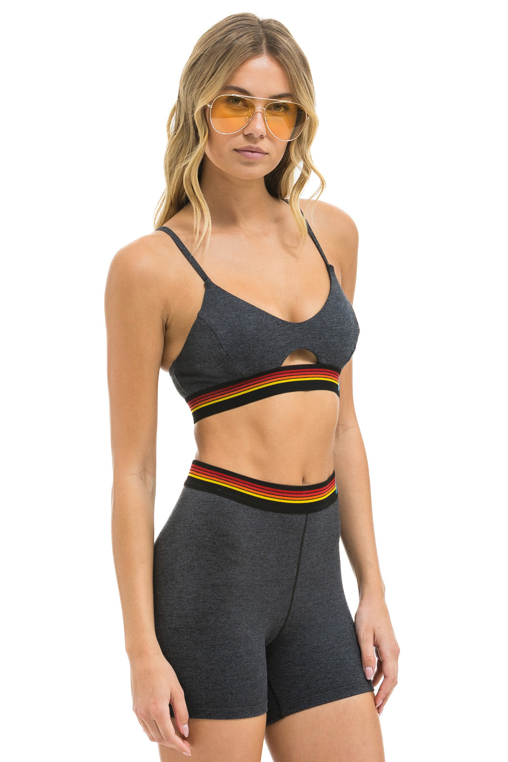 LOGO ELASTIC KEYHOLE BRA - CHARCOAL - Image 2