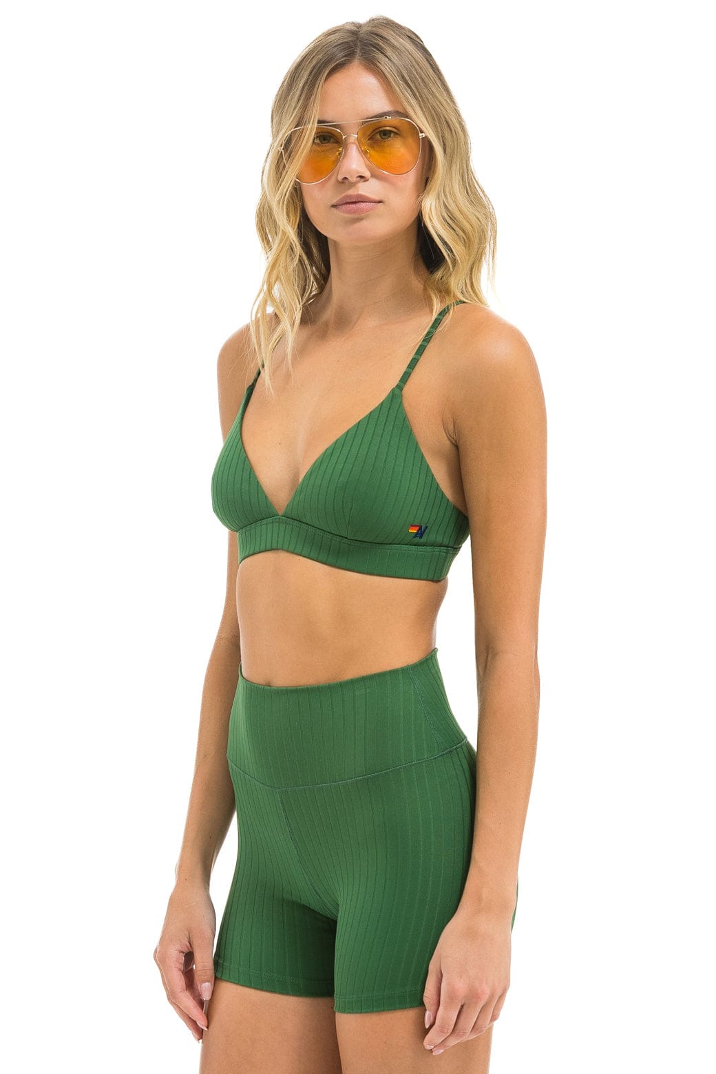 WIDE RIB TRIANGLE ADJUSTABLE SPORTS BRA - PALM - Image 3