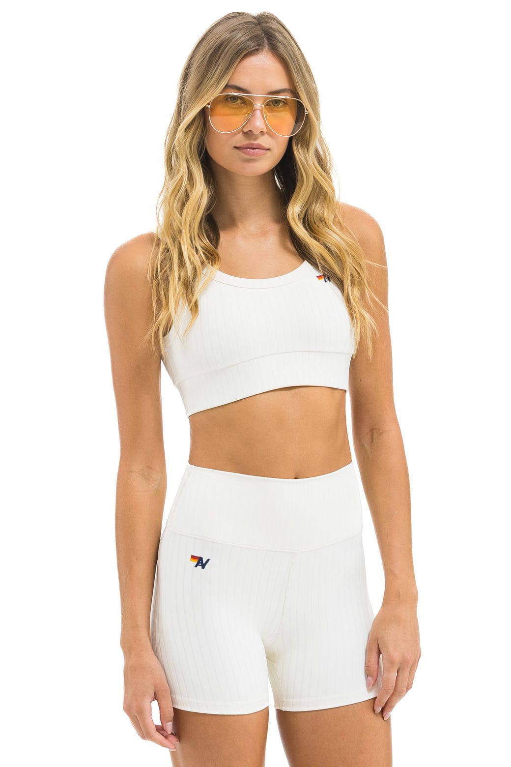 WIDE RIB WOMEN'S SCOOP BACK SPORTS BRA - VINTAGE WHITE - Image 4
