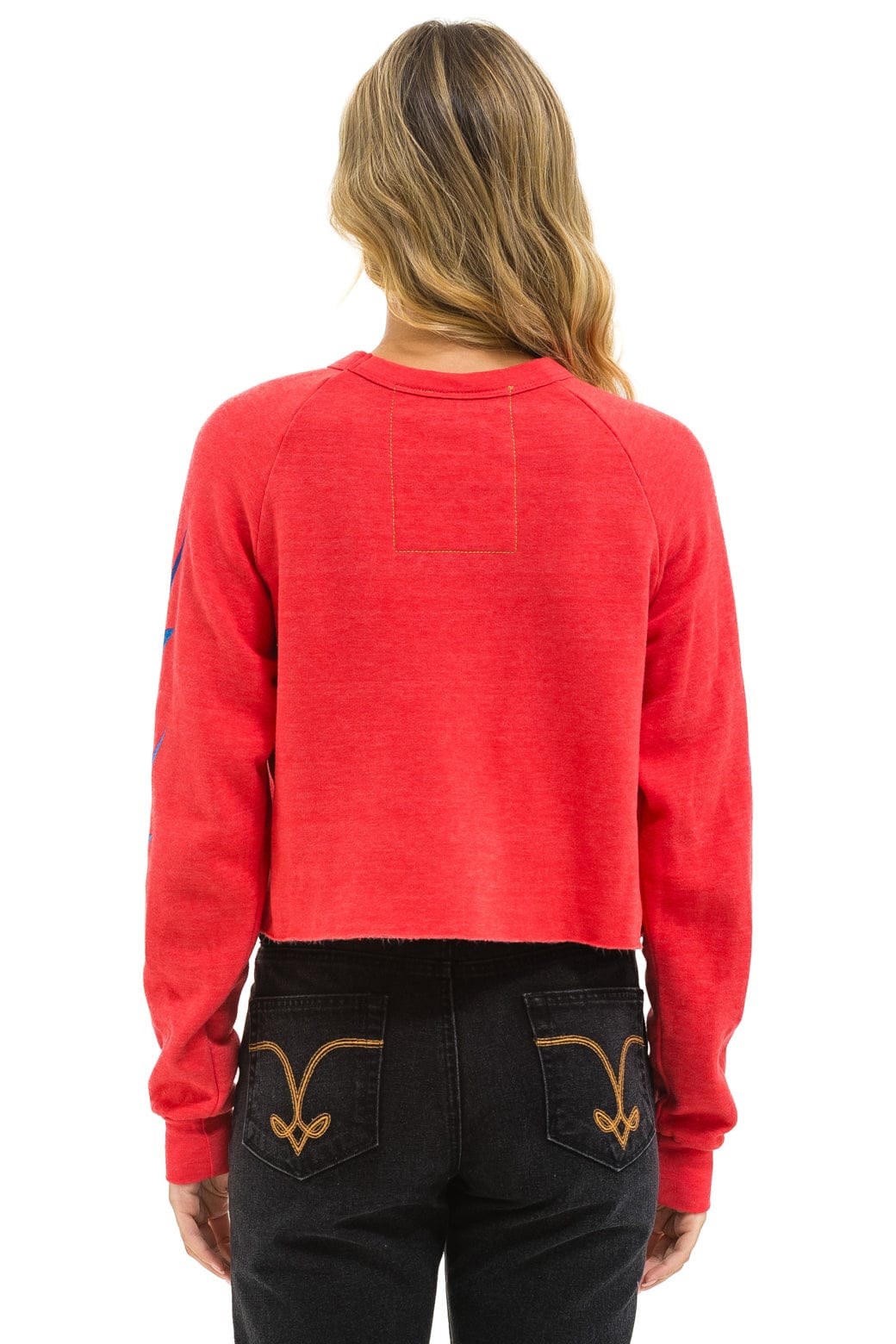 BOTTLEROCK 2025 CROPPED CREW SWEATSHIRT - NEON RED - Image 3