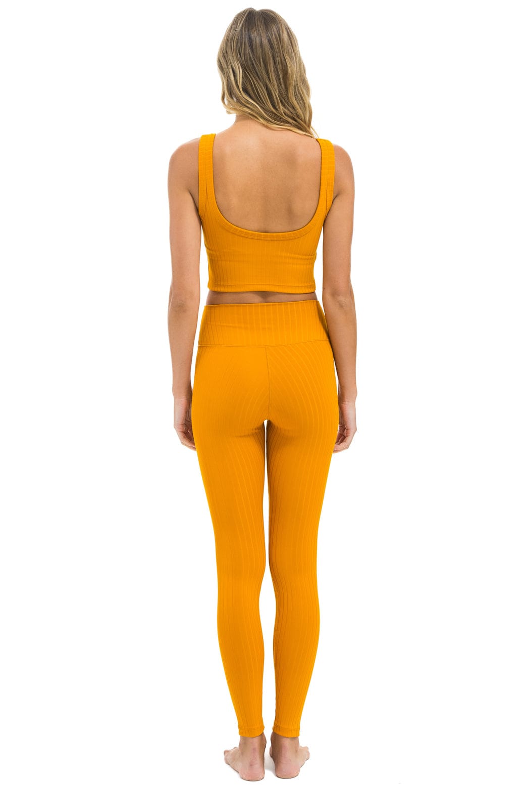 WIDE RIB FULL LENGTH HI-RISE LEGGINGS - GOLD - Image 3