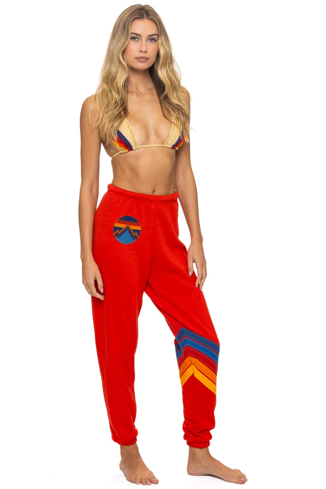 ALL SEASONS CIRCLE CHEVRON SWEATPANTS - RED - Image 3