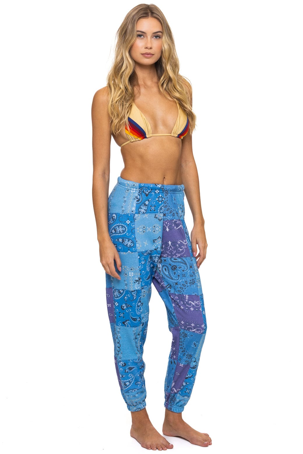 BANDANA QUILTED SWEATPANTS - BLUE - Image 5