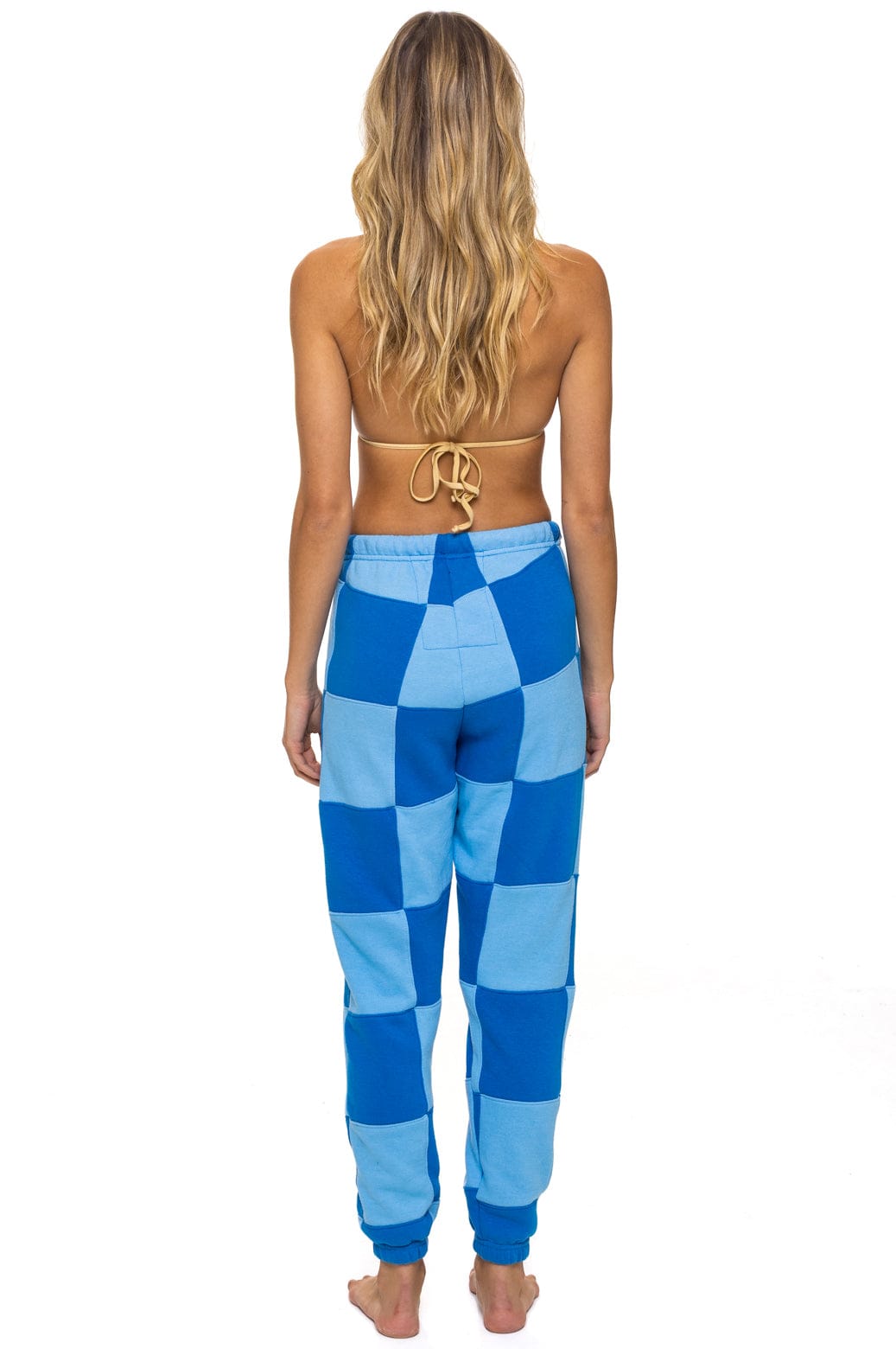 CHECK QUILTED SWEATPANTS - SKY // ADVENTURE BLUE - Image 4