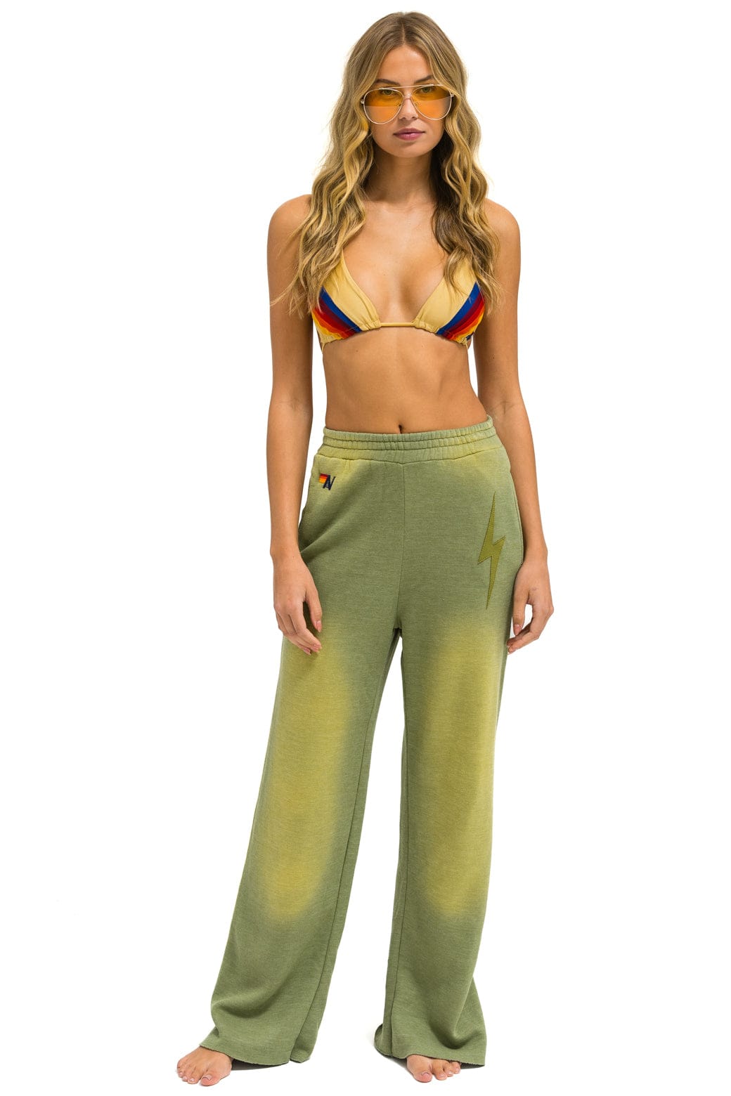 BOLT STITCH WIDE LEG POCKET SWEATPANTS - FADED ARMY - Image 2