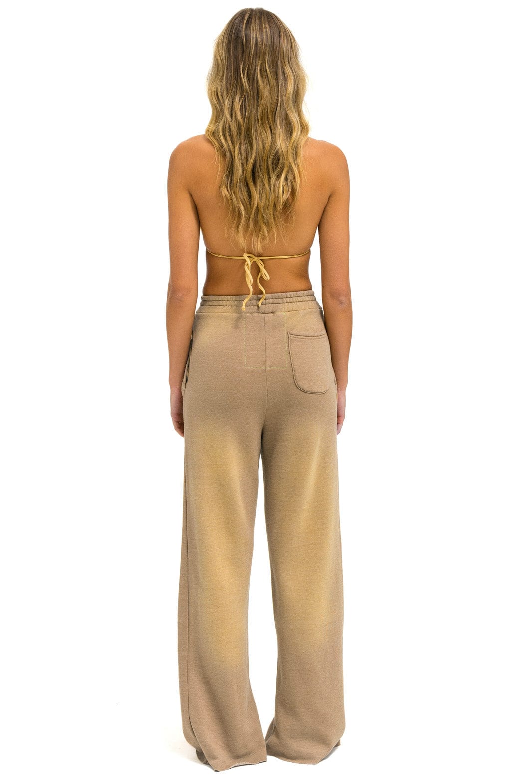BOLT STITCH WIDE LEG POCKET SWEATPANTS - FADED TAN - Image 3
