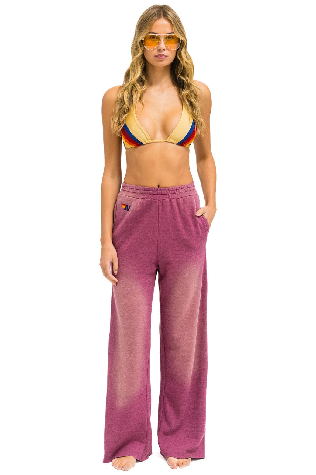 ESSENTIAL WIDE LEG POCKET SWEATPANTS - FADED BERRY - Image 3