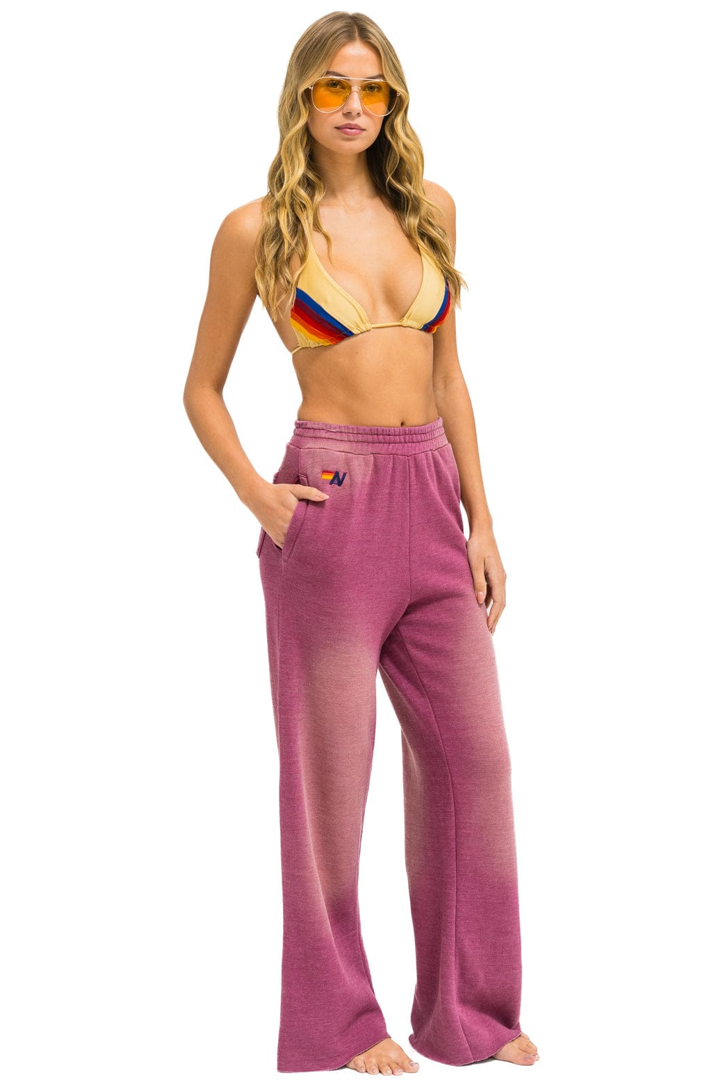 ESSENTIAL WIDE LEG POCKET SWEATPANTS - FADED BERRY - Image 4