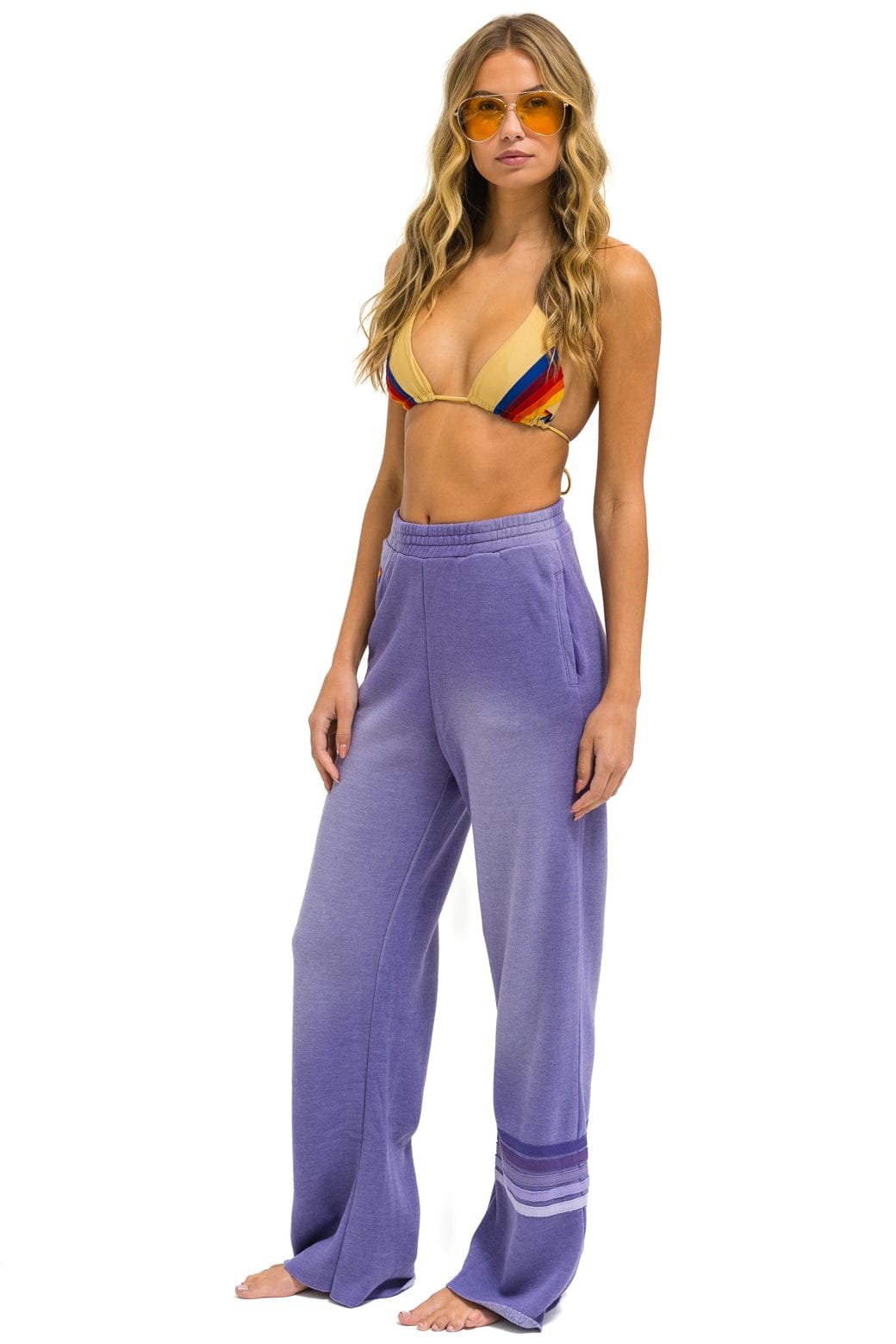 RUGBY STITCH WIDE LEG POCKET SWEATPANTS - FADED GRAPE - Image 2