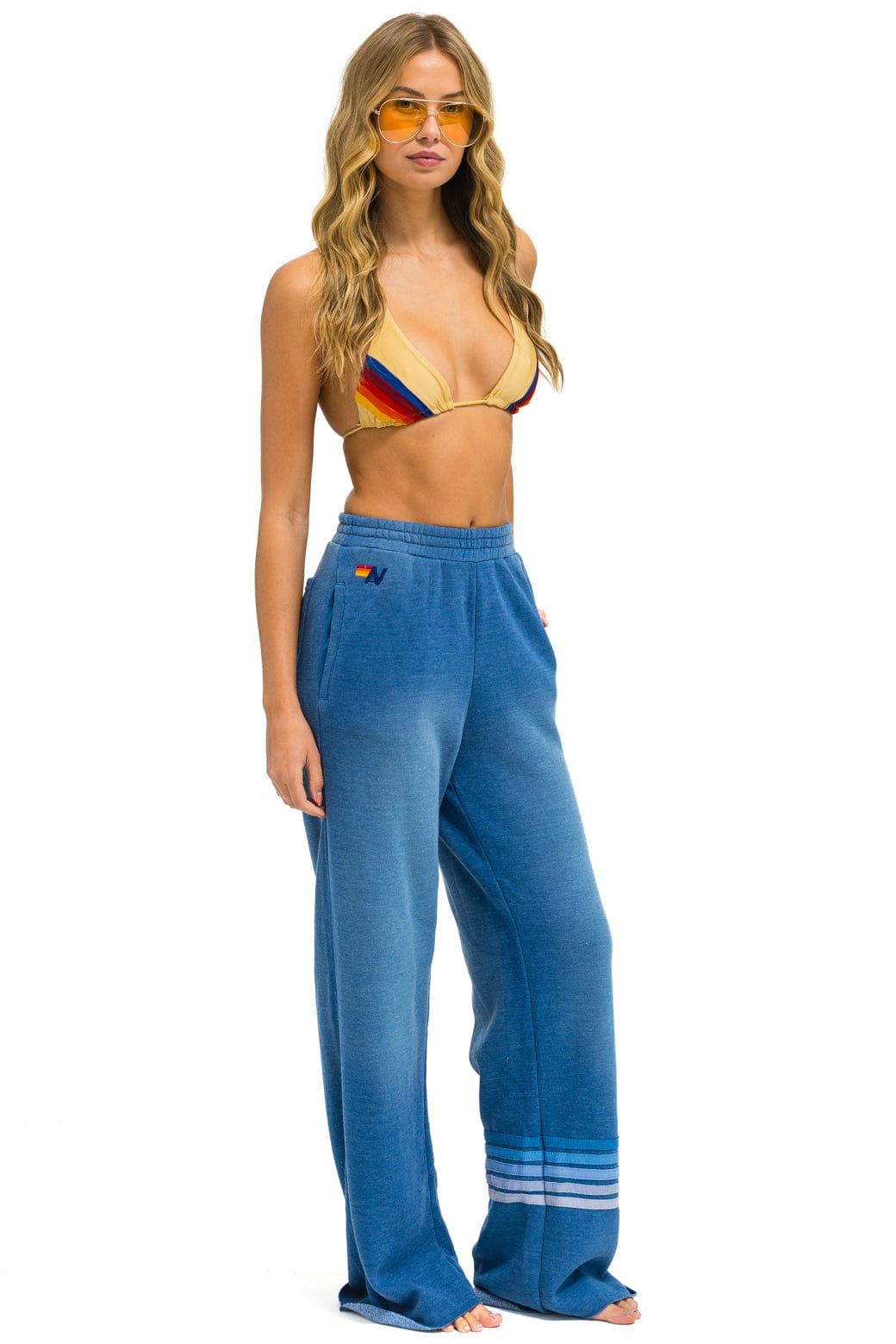 RUGBY STITCH WIDE LEG POCKET SWEATPANTS - FADED WATER - Image 2