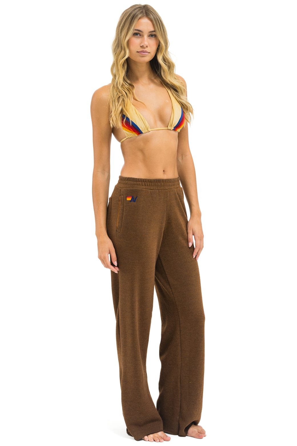 5 STRIPE WIDE LEG POCKET SWEATPANTS - CHOCOLATE // ESPRESSO - Image 2