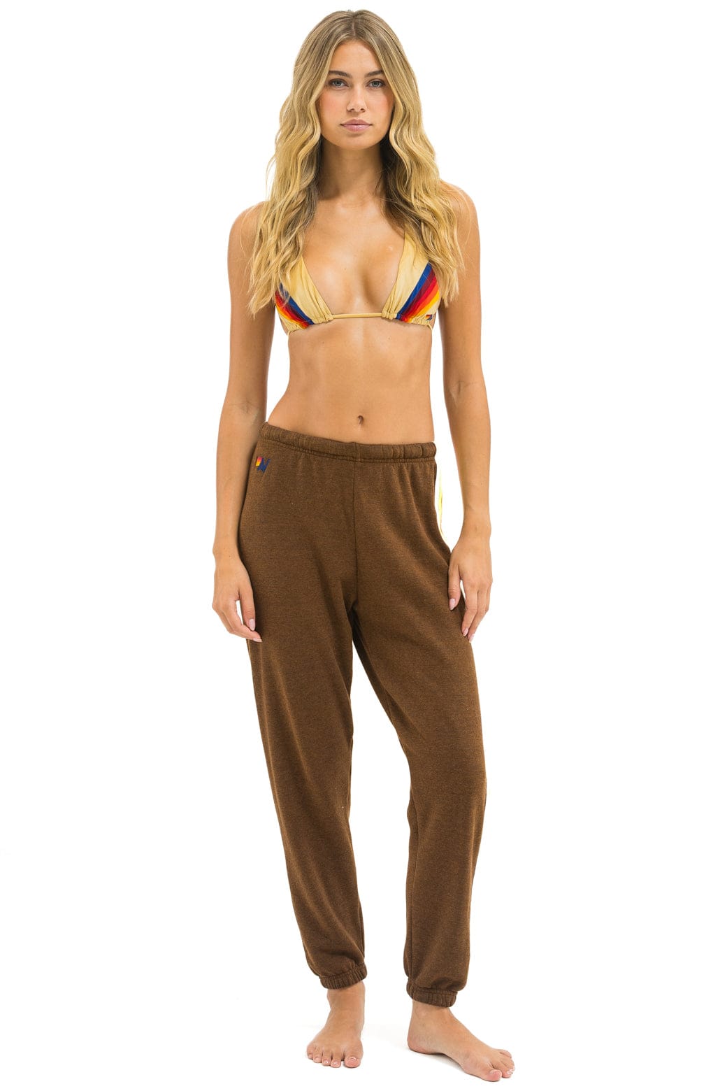 5 STRIPE SWEATPANTS - CHOCOLATE // WHITE NEON - Image 2