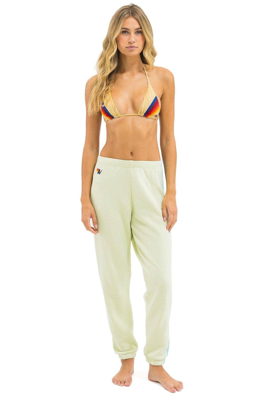 5 STRIPE SWEATPANTS - LIME CREAM // SEAFOAM - Image 2