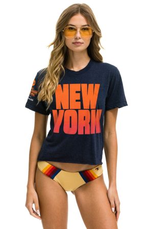 NEW YORK WINE & FOOD 2025 BOYFRIEND TEE - NAVY