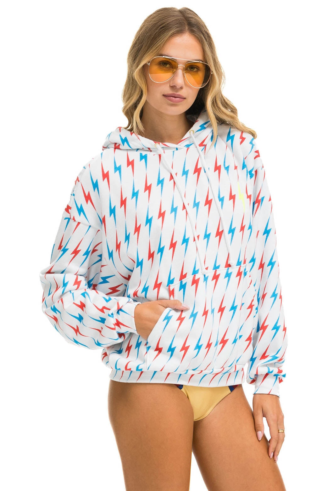 AVIATOR BOLT W/ BOLT EMBROIDERY RELAXED PULLOVER HOODIE - WHITE // USA - Image 7