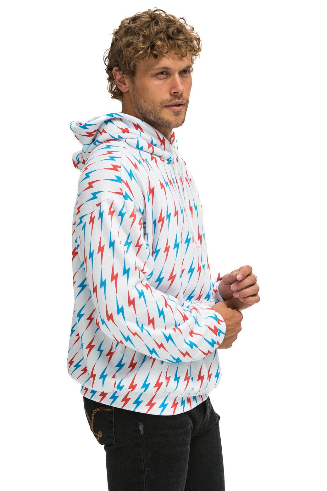 AVIATOR BOLT W/ BOLT EMBROIDERY RELAXED PULLOVER HOODIE - WHITE // USA - Image 6