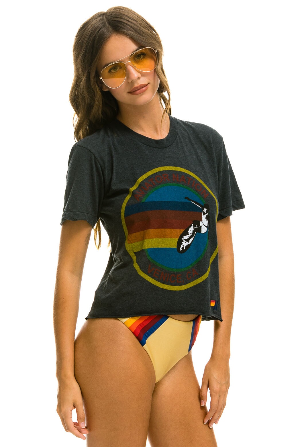 AVIATOR NATION HAIGHT ASHBURY BOYFRIEND TEE - CHARCOAL - Image 2