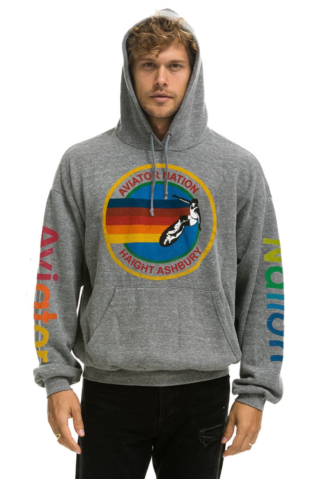 AVIATOR NATION HAIGHT ASHBURY RELAXED PULLOVER HOODIE - HEATHER GREY - Image 2