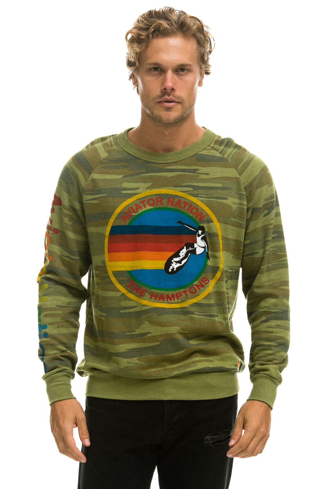 AVIATOR NATION HAMPTONS CREW SWEATSHIRT - CAMO - Image 2