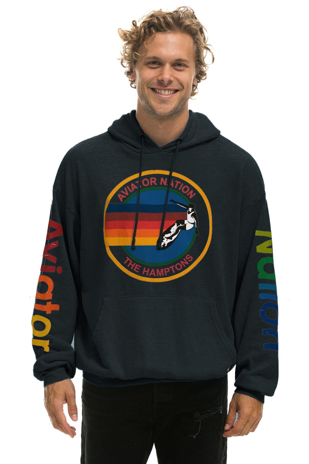 AVIATOR NATION HAMPTONS RELAXED PULLOVER HOODIE - CHARCOAL - Image 2